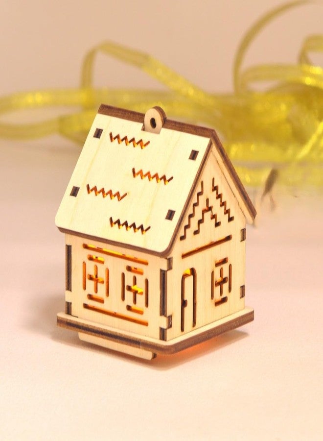 Raystar™ DIY Wooden House LED Tea Light Holder, Christmas Decorative Lantern, Hanging Holder (5 House) - Image 5