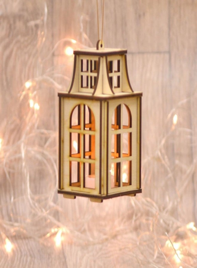 Raystar™ DIY Wooden House LED Tea Light Holder, Christmas Decorative Lantern, Hanging Holder (5 House) - Image 4