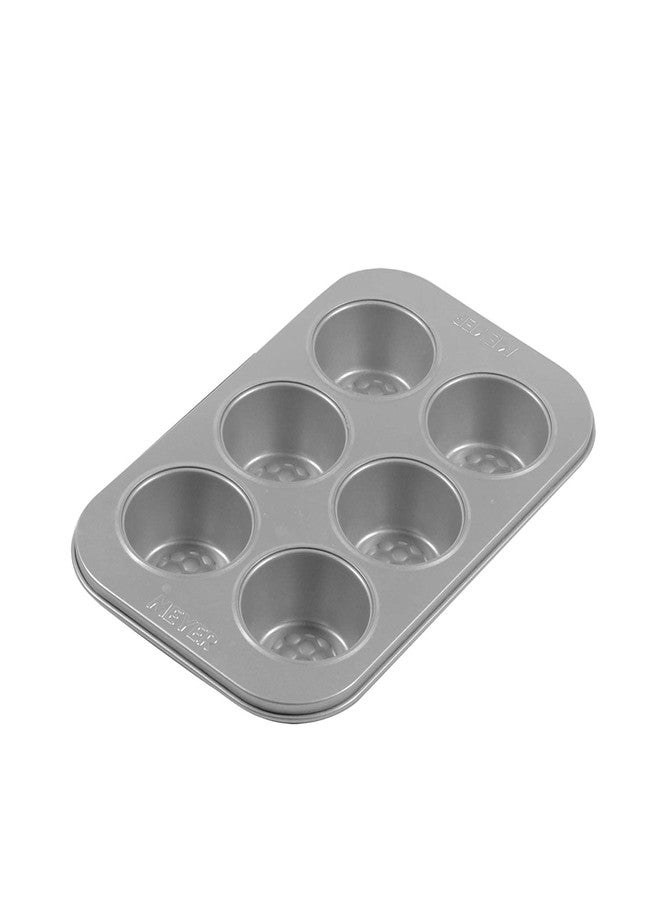 Meyer Bakemaster Carbon Steel Non Stick 6 Cup Muffin Pan | Cup Cake Mold | Cupcake Tray | Moulds for Baking | Nonstick Pan | Round Tray | Nonstick Bakeware, Grey - Image 1