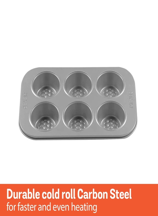 Meyer Bakemaster Carbon Steel Non Stick 6 Cup Muffin Pan | Cup Cake Mold | Cupcake Tray | Moulds for Baking | Nonstick Pan | Round Tray | Nonstick Bakeware, Grey - Image 4