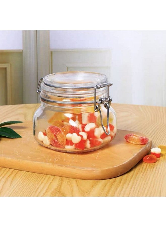 OLWICK 2 Pcs Air Tight Glass Storage Containers With Steel Clamp Lid And Silicon Seal/Glass Jars/Kitchen Storage Containers/Cookie Jar (Square, 500 ML),Transparent - Image 2
