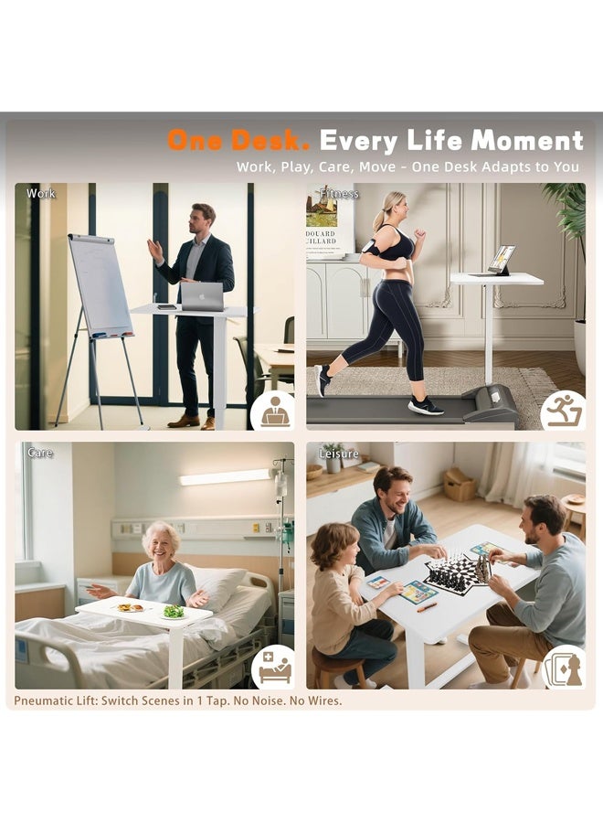 "تاقومارت طاولة سرير جانبية بعجلات، طاولة سرير قابلة للتعديل للمستشفى، طاولة كمبيوتر محمول متدحرجة، طاولة سرير جانبية طبية، لون أبيض - Image 4