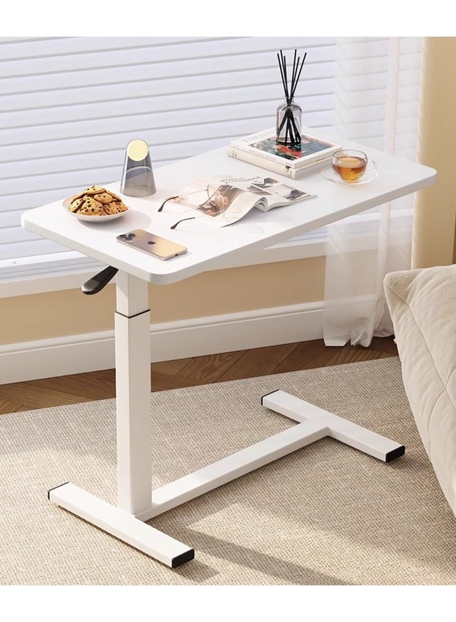 "تاقومارت طاولة سرير جانبية بعجلات، طاولة سرير قابلة للتعديل للمستشفى، طاولة كمبيوتر محمول متدحرجة، طاولة سرير جانبية طبية، لون أبيض - Image 1