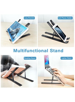 Adjustable Foldable Laptop Stand for Desk, Portable Ergonomic Notebook Holder with Cooling Ventilation, Compatible with MacBook Air/Pro, Lenovo, Dell, HP & Tablets – Black or silver - view 2