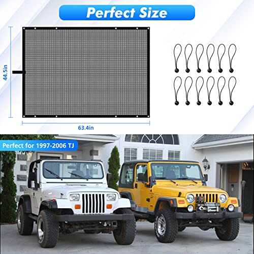 Jimen for TJ Sunshade, Mesh Sun Shade Bikini Top Compatible with Jeep Wrangler TJ 1997-2006 (Black) - Image 2