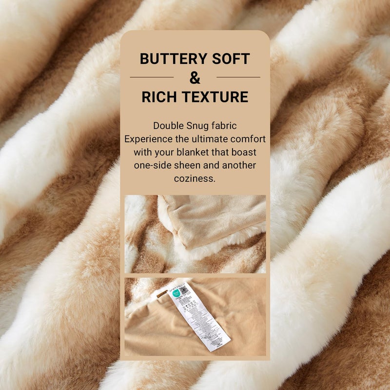 SAPHREAS Faux Fur Throw Blanket for Couch, Fluffy Fuzzy Bubble Blanket for Sofa Bed Living Room, Decor Soft Cozy Gifts for Women Men, 50x60â€ Tie Dye Khaki - Image 3