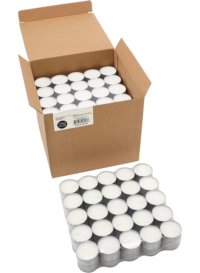 The Bros شموع الشاي البيضاء، عبوة 200، تحترق لمدة 6-7 ساعات بدون رائحة، 3/4 × 1.5 بوصة - Image 1