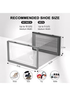 Generic Wardrobe Shoe Cabinet 12-Piece Gray Transparent Plastic Stackable Shoe Cabinet with Drawers and Lid Bedside Shoe Cabinet for Hall Wardrobe (Grey)  - Image 3