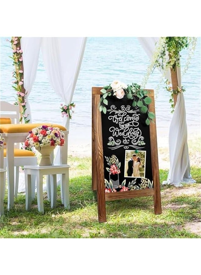 TRASSLE Wooden Chalkboard,Double Sided Board Magnetic Chalkboard with Eraser & Chalk, Pavement Sign, Menu activity ChalkBoard Sign Display for Restaurant, Business, Wedding,Cafe, Shop, Pub  - Image 4