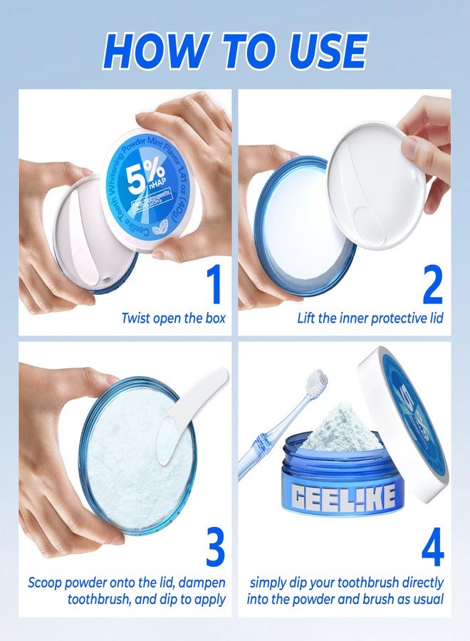CEELIKE 5% Hydroxyapatite Tooth Whitening Powder – Strengthens Teeth & Gums, Whitening, Fluoride-Free, Ideal for Sensitive Teeth, 40g - Image 5