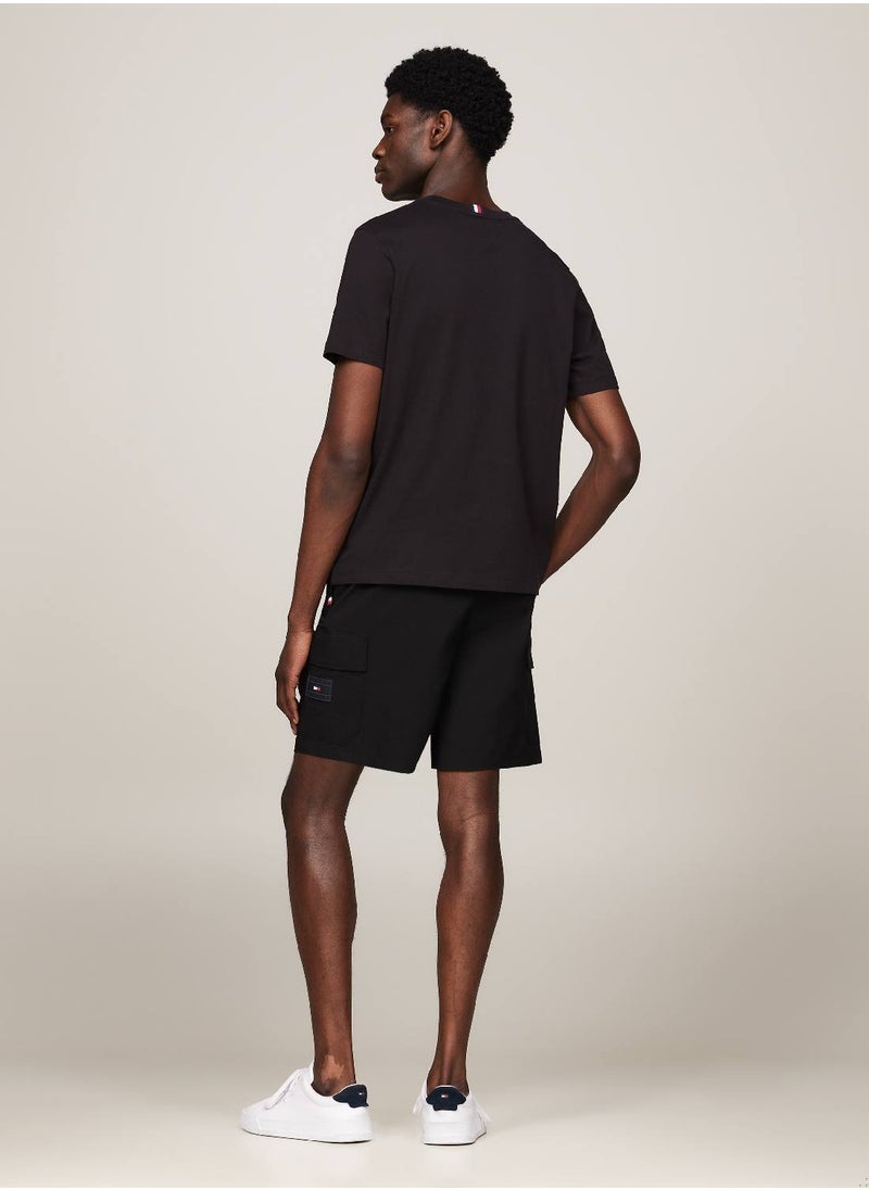 TOMMY HILFIGER Men's Hilfiger Athletic Regular T-Shirt - Cotton, Black  - Image 3