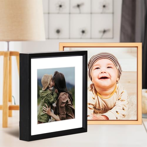 BKABOT 7x7 Picture Frame, Black Metal Square Photo Frames with HD Glass, Fits 6x6 with Mat or 7 x 7 without Mat, Display for Wall and Table, 1 Pack - Image 5