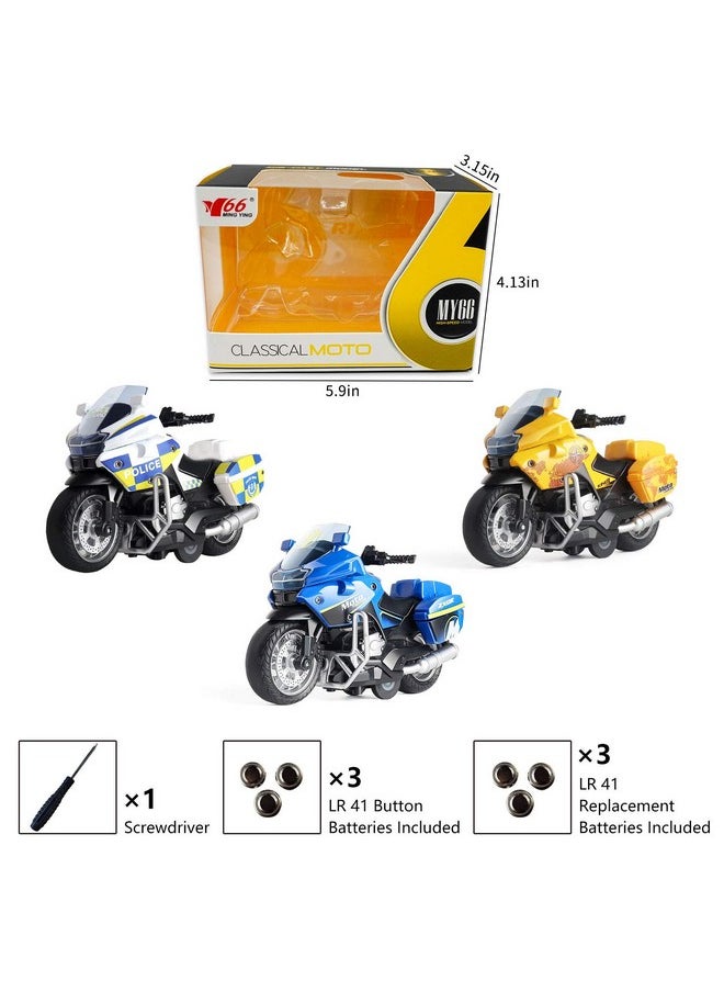 MING YING 66 MING YING 66 Police Motorcycle Toy - Pull Back Toy Motorcycle with Sound and Light Toy,Toy Motorcycles for Boy,Toys for 3-9 Year Old Boys (White)  - Image 2
