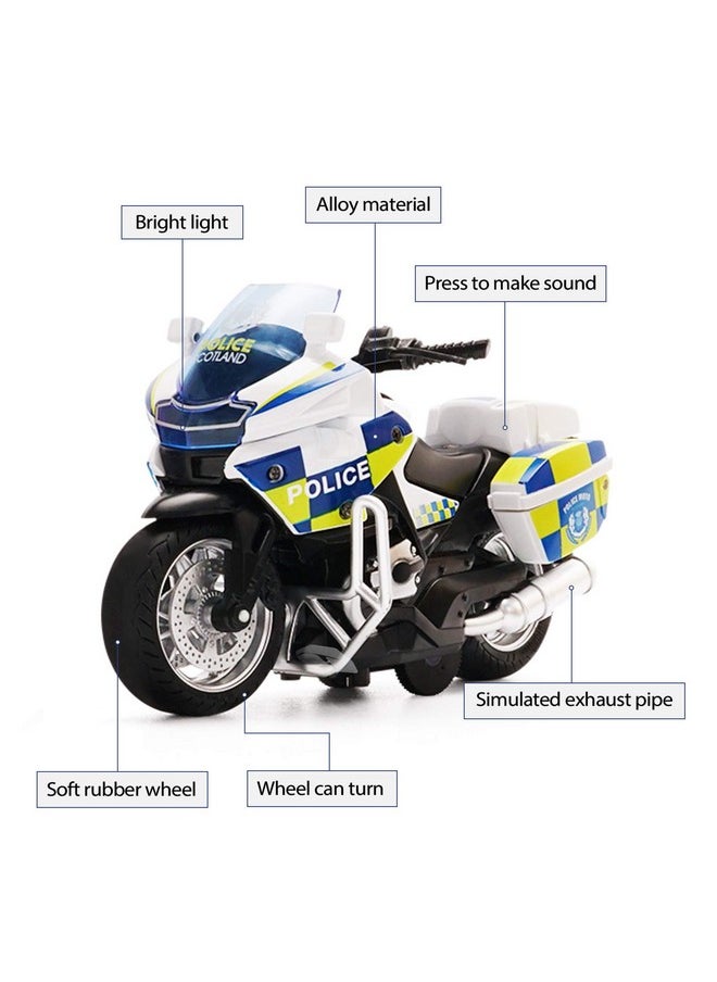 MING YING 66 MING YING 66 Police Motorcycle Toy - Pull Back Toy Motorcycle with Sound and Light Toy,Toy Motorcycles for Boy,Toys for 3-9 Year Old Boys (White)  - Image 5