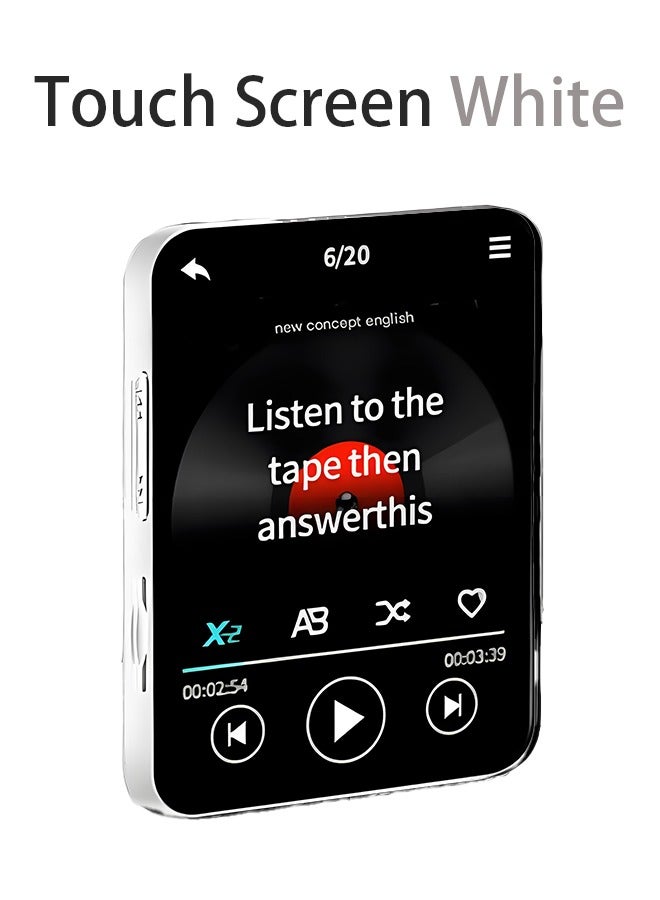Full Touch Screen and Mini Portable MP3 MP4 Player Bluetooth MP4 Music Player HIFI Sound Speaker - White - Image 1
