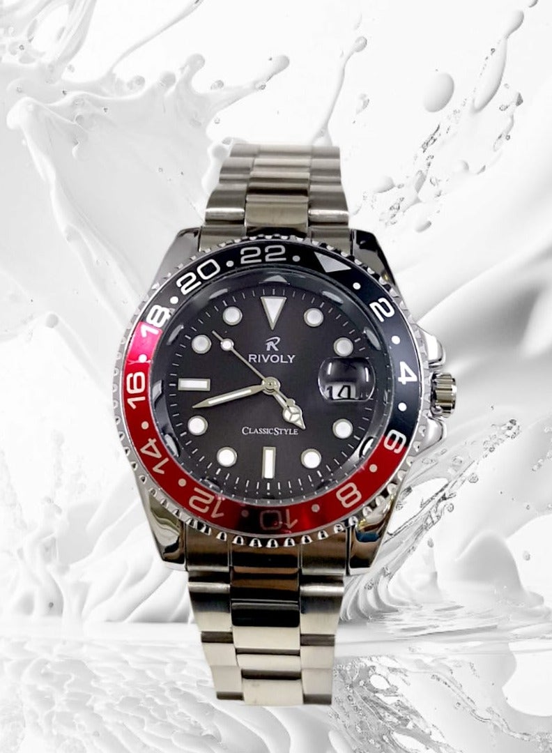 Rivoly Men's Stainless Steel Analog Quartz Date Display Watch Easy to Read Fashion Design Waterproof Luxury Classic Big Face Wrist Watch - Image 4