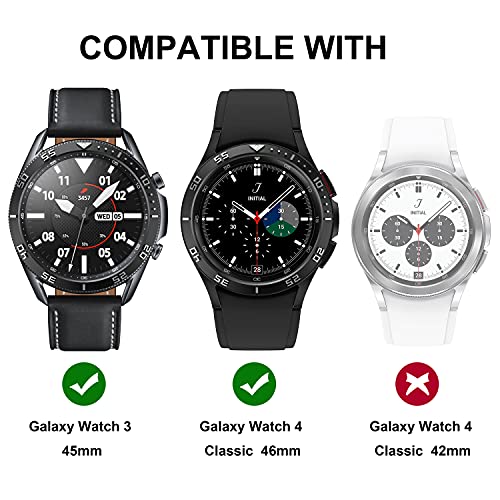 BaiHui Bezel Accessories Compatible Galaxy Watch 3 45mm Bezel, Stainless Steel Bezel Ring Adhesive Cover Anti Scratch Protection Cover for Galaxy Watch 4 Classic 46mm Bezel - Black - Image 3