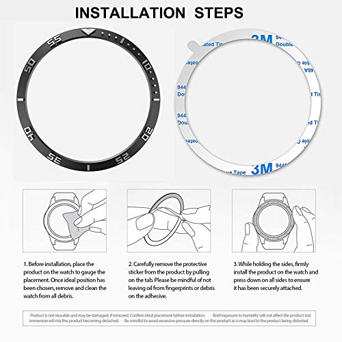 BaiHui Bezel Accessories Compatible Galaxy Watch 3 45mm Bezel, Stainless Steel Bezel Ring Adhesive Cover Anti Scratch Protection Cover for Galaxy Watch 4 Classic 46mm Bezel - Black - Image 4