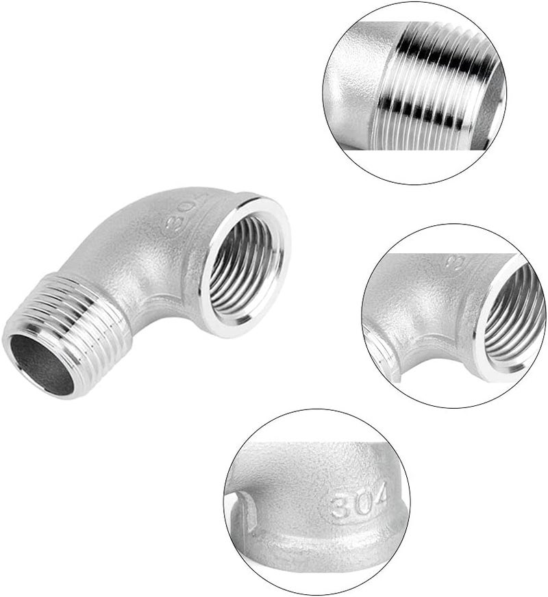 Hooshing 2PCS 3/4" NPT Stainless Steel 90 Degree Elbow Female x Male Thread Pipe Fitting - Image 2