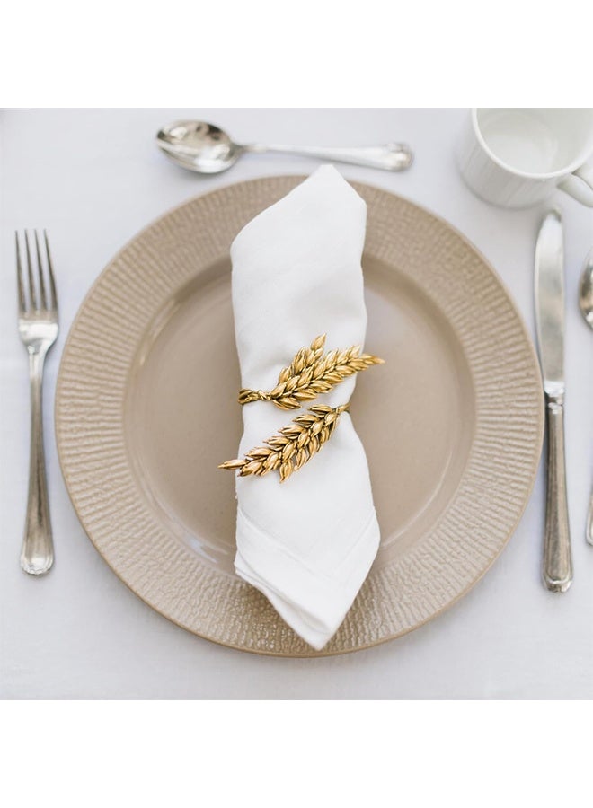 Lemon 6Pcs Napkin Rings Metal Gold Napkin Rings, Wheat Ear Shape Napkin Holder for Party, Family Dinner Wedding, Table Decorations (Gold) - Image 2