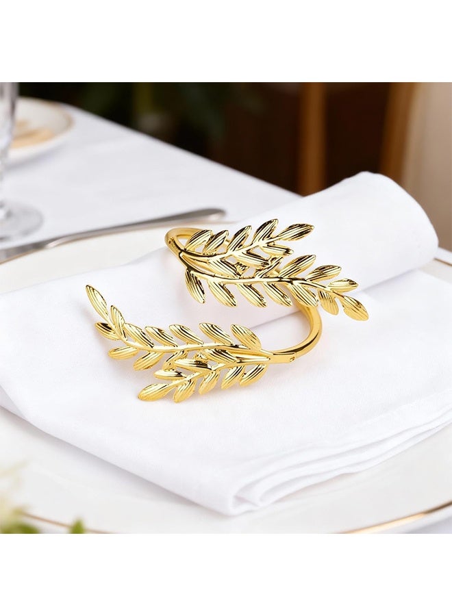 Lemon 6Pcs Napkin Rings Metal Gold Napkin Rings, Wheat Ear Shape Napkin Holder for Party, Family Dinner Wedding, Table Decorations (Gold) - Image 3