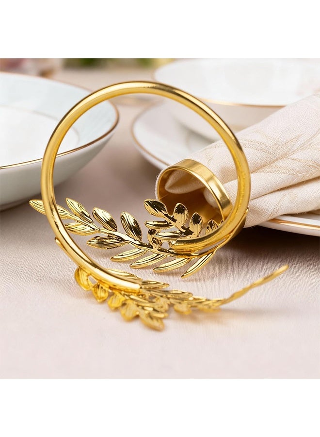 Lemon 6Pcs Napkin Rings Metal Gold Napkin Rings, Wheat Ear Shape Napkin Holder for Party, Family Dinner Wedding, Table Decorations (Gold) - Image 5