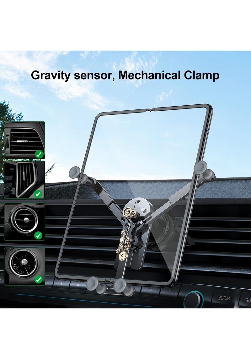 Captaintech Universal Aluminum Car Phone Holder for Samsung Galaxy Z Fold 3 / Z Fold 2 / S21 / S20 - Gravity Vent Mount for Mobile Devices Under 8 Inches - Image 5