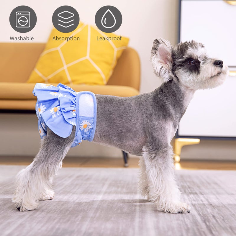 ACDOK Female Dog Diapers Dog Menstrual Period Diapers Fashion Skirt for Girl Dogs, Highly Absorbent Dog Heat Panties Reusable Washable Female Dog Diapers Doggie Princess Dress (Small, 3 Packs) - Image 3