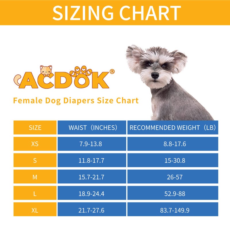ACDOK Female Dog Diapers Dog Menstrual Period Diapers Fashion Skirt for Girl Dogs, Highly Absorbent Dog Heat Panties Reusable Washable Female Dog Diapers Doggie Princess Dress (Small, 3 Packs) - Image 2