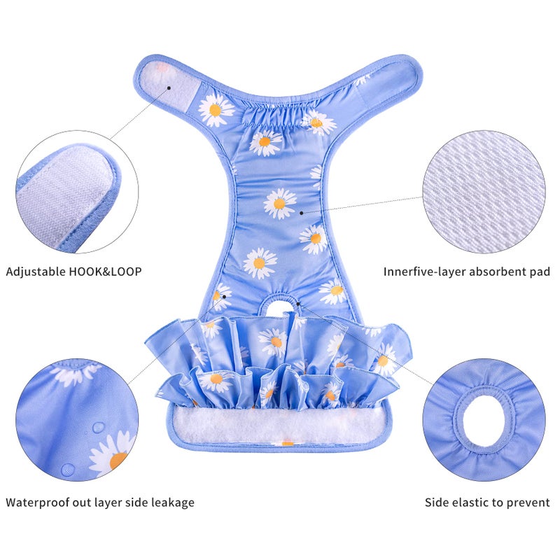 ACDOK Female Dog Diapers Dog Menstrual Period Diapers Fashion Skirt for Girl Dogs, Highly Absorbent Dog Heat Panties Reusable Washable Female Dog Diapers Doggie Princess Dress (Small, 3 Packs) - Image 4