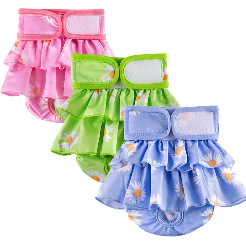 ACDOK Female Dog Diapers Dog Menstrual Period Diapers Fashion Skirt for Girl Dogs, Highly Absorbent Dog Heat Panties Reusable Washable Female Dog Diapers Doggie Princess Dress (Small, 3 Packs) - Image 1