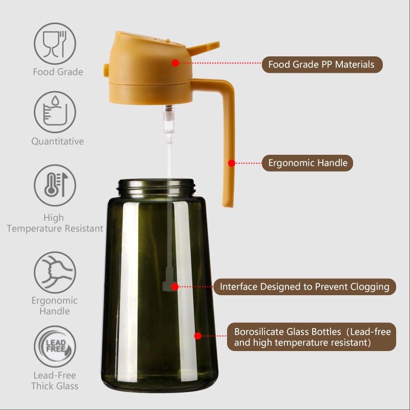 SWEET VIEW Olive Oil Dispenser and Oil Sprayer â€“ 16oz/470ml Glass Light-Proof Oil Pourer for Kitchen, Air Fryer, Cooking, Salad, and BBQ - Image 5