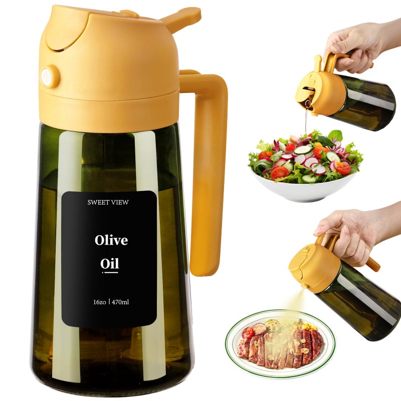 SWEET VIEW Olive Oil Dispenser and Oil Sprayer â€“ 16oz/470ml Glass Light-Proof Oil Pourer for Kitchen, Air Fryer, Cooking, Salad, and BBQ - Image 1