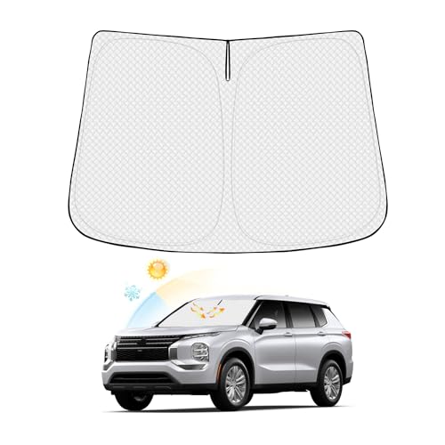 Canvcle Windshield Sun Shade for Mitsubishi Outlander 20222025 2026 NOT for Outlander Sport Thicken 6Layer Front Window Sunshade Cover Sun Visor Protector Foldable Block UV Rays Keep Vehicle Cool
