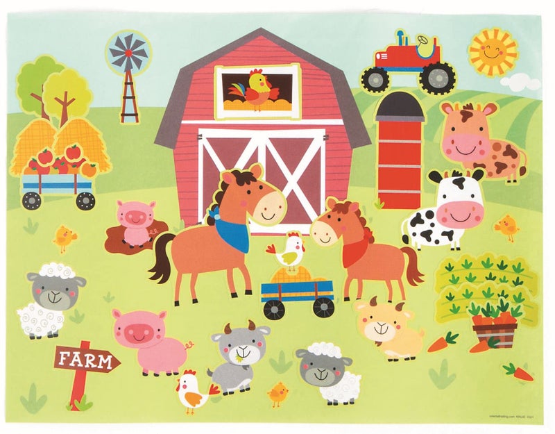 Fun Express Make Your Own Farm Sticker Scene - DIY Stickers Kids - Party Favors - Farm Party Favors -12 Large Sheets - Stationary Arts & Crafts - Vbs Vacation Bible School Supplies/Decor - Image 1