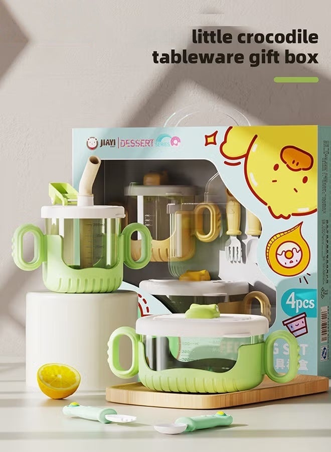 HOOKOR 4-Pieces Baby Feeding Set - Sippy Cup With Straw And Lid, Feeding Bowl, Spoon And Fork - Image 2