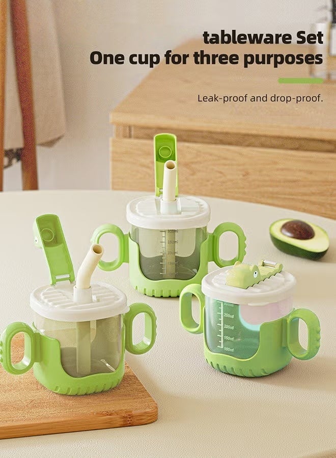 HOOKOR 4-Pieces Baby Feeding Set - Sippy Cup With Straw And Lid, Feeding Bowl, Spoon And Fork - Image 3