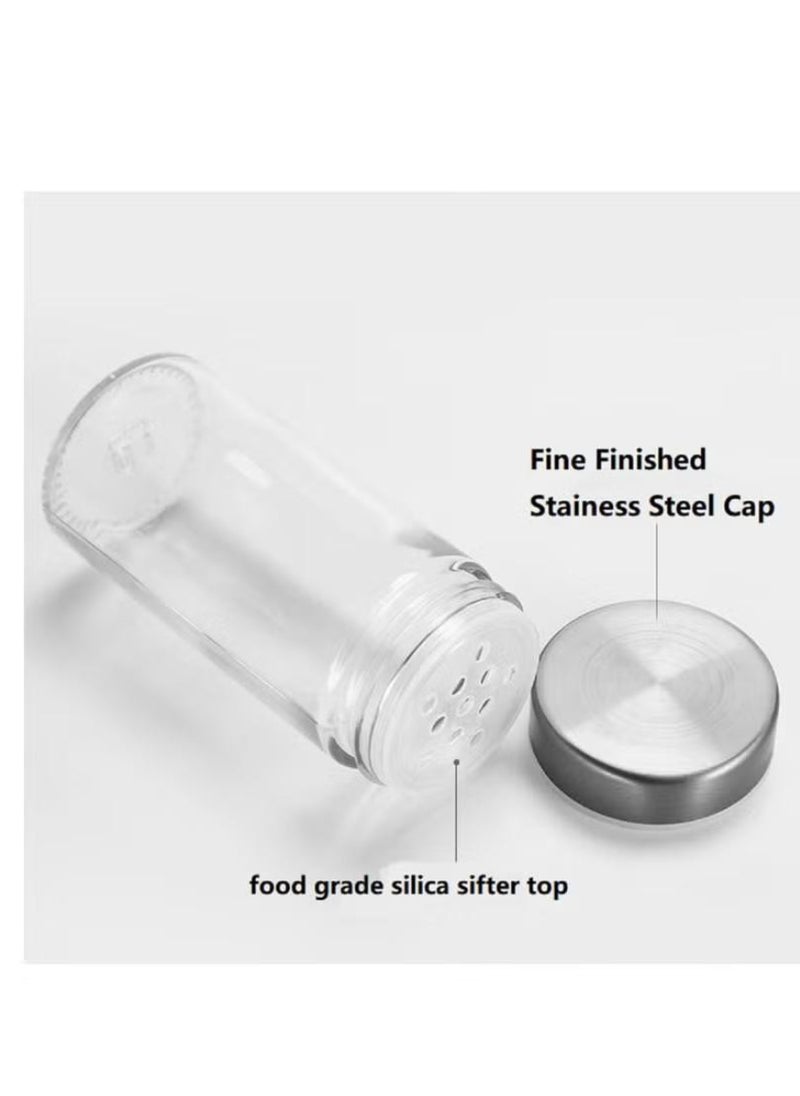 12-Piece Spice Jar Set with Rotating Stainless Steel Rack - Includes Airtight Round Glass Jars for Spices, Herbs and Seasonings - Image 5