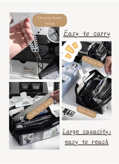 Ssovi [Stationery Pencil Pouch] Carrying Dirty Resistant Large Opening Large Capacity Front Transparent Student Pencil Pouch  - Image 3