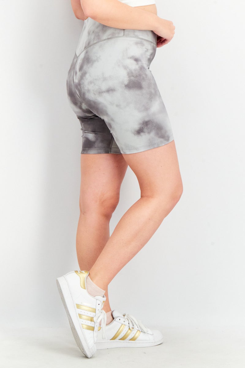Nike Women Dri Fit Sky Dyed Active Shorts, Smoke Grey/White - Image 3