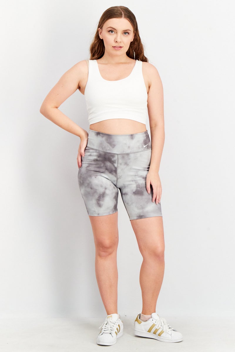 Nike Women Dri Fit Sky Dyed Active Shorts, Smoke Grey/White - Image 2