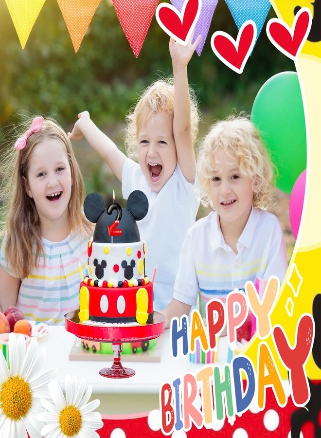 ميتلي شمعة عيد ميلاد سوداء وحمراء من إم تي لي للأولاد والبنات، زينة كعكة على شكل فأر أحمر، زينة كب كيك، شمعة عيد ميلاد برقم 2، لوازم زينة حفلات بطابع كرتوني (رقم 2) - Image 3
