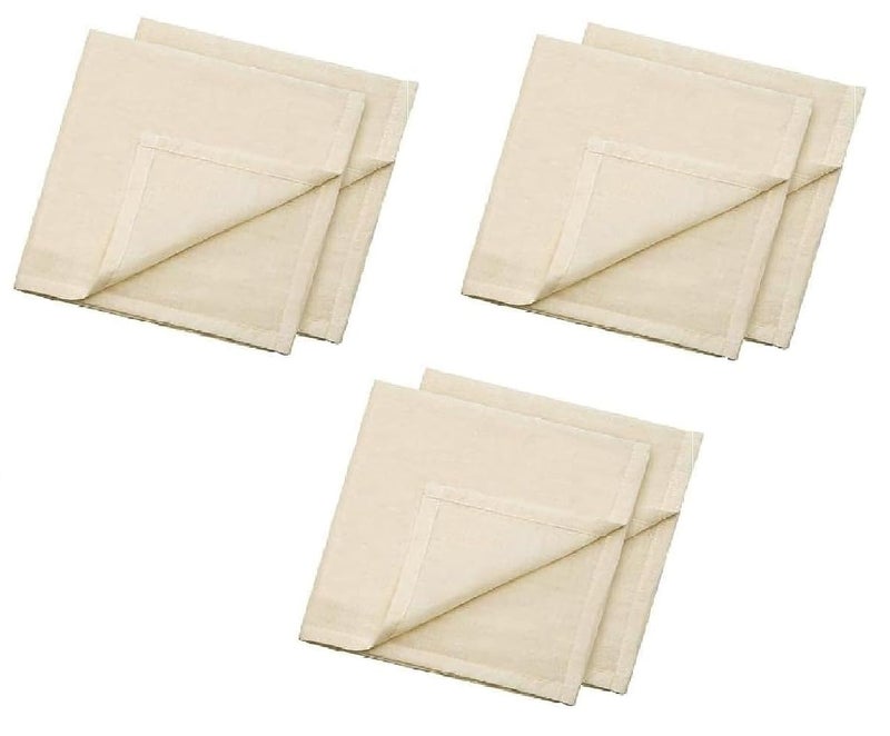 WUD 6pcs Idli Cloth for Steaming idlis, 12 x12 inch Square Shapes with Seamed Edges, Material - Unbleached Muslin Cotton - Image 1