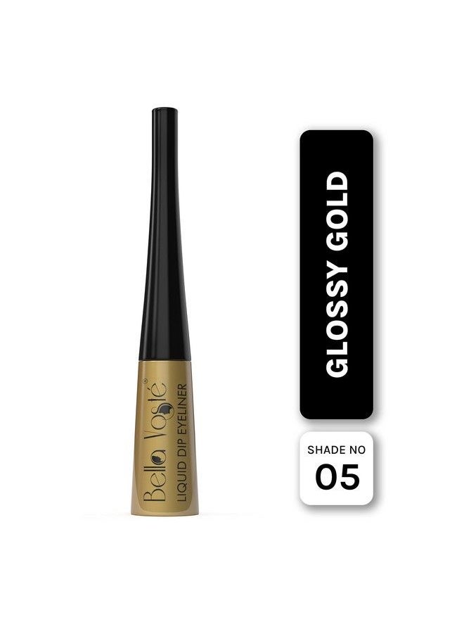 Bella voste - Liquid Eyeliner ; 24 Hr Long Stay ; Easy To Glide ; Waterproof ; Smudgeproof ; No Transfer ; Cruelty Free ; Made In India ;Glossy Gold (05) Glossy Finish - Image 1