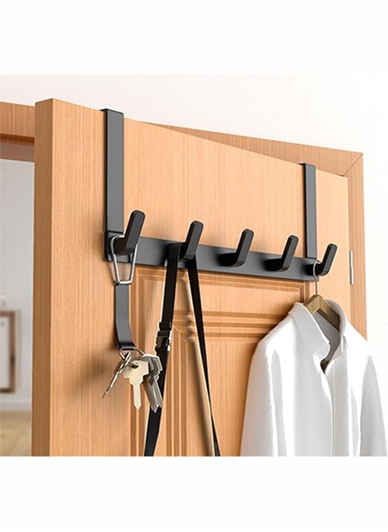 JOGAMS Over the Door Hook Rack with 5 Hooks Versatile Door Hanger for Coats Towels Bags Keys Ideal for Bathroom Bedroom Behind Back of Door  - Image 1