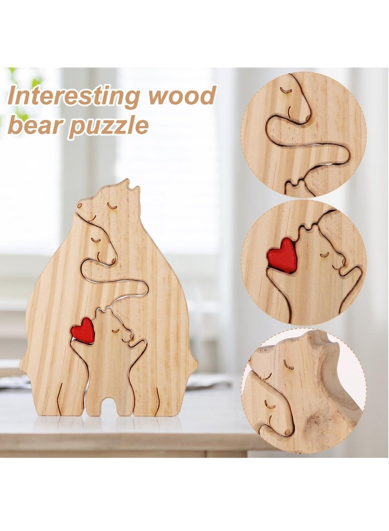 Zikra Personalized Family Name Puzzle, 3 Bears Wooden Bear Family Puzzle Decorative Wooden Bear Puzzle Creative Birthday Gifts for Parents Home Decor Housewarming Gifts - Image 4
