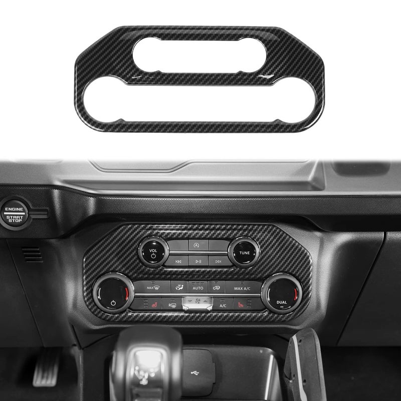 HTHE for Ford Bronco 2021 2022 2023 2024 Center Console Air Conditioning Panel Cover Interior Accessories 1pcABSCarbon Fiber Black