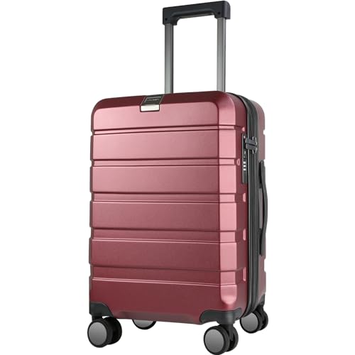 KROSER Hardside Expandable Carry On Luggage with Spinner Wheels & Built-in TSA Lock, Durable Suitcase Rolling Luggage with USB Port, Carry-On 20-Inch, Burgundy - Image 1