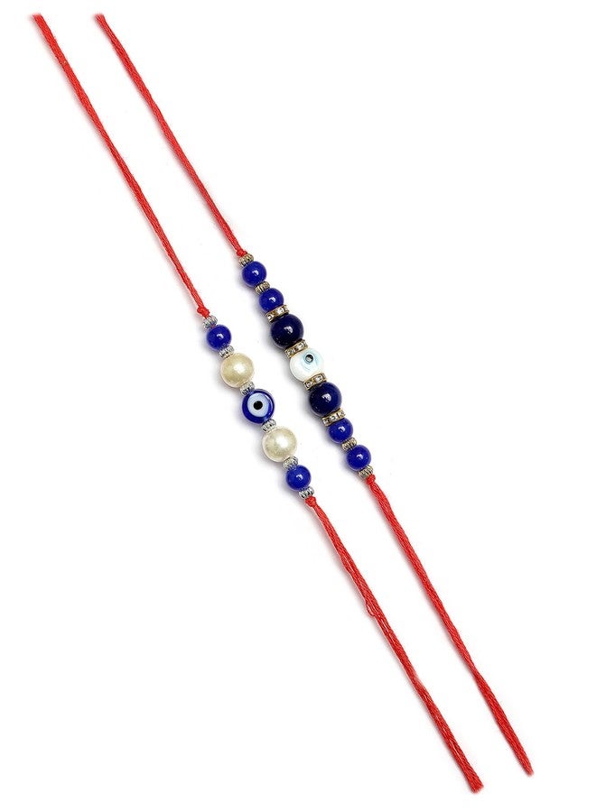 Karatcart Rakhi for Brother Set of 4 Evil Eye Handmade Rakhi with Roli & Chawal(KCRR150) - Image 3