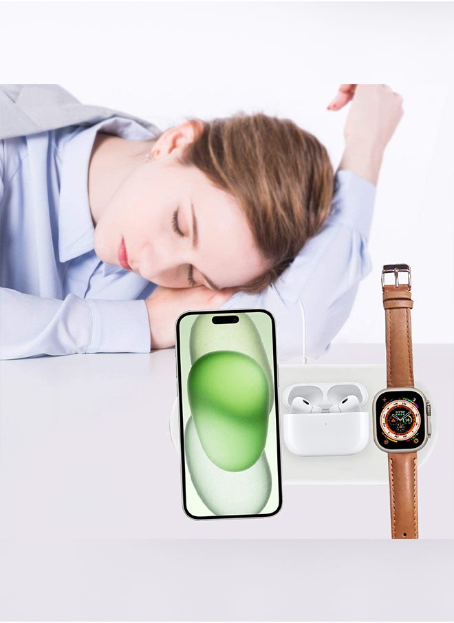 CATANES - iPhone 15 Plus Charging Station 3 in 1 Faster Mag-Safe Qi Wireless Charger Stand Wireless Charging Pad for iPhone 15 for iWatch Ultra2 Ultra 8/7/SE/6/5/4/3/2/1 Pods pro/2/3 - Image 1